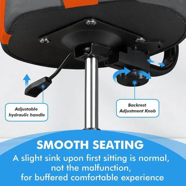 Alt view image 6 of 6 - Pro Drum Stool with Backrest, Heavy Duty Hydraulic Drum Throne, Velvet-Covered Ergonomic Memory Foam Drum Seat, Adjustable Drum Chair Anti-Slip Base, Drum Saddle Bench (Orange W/Backrest)