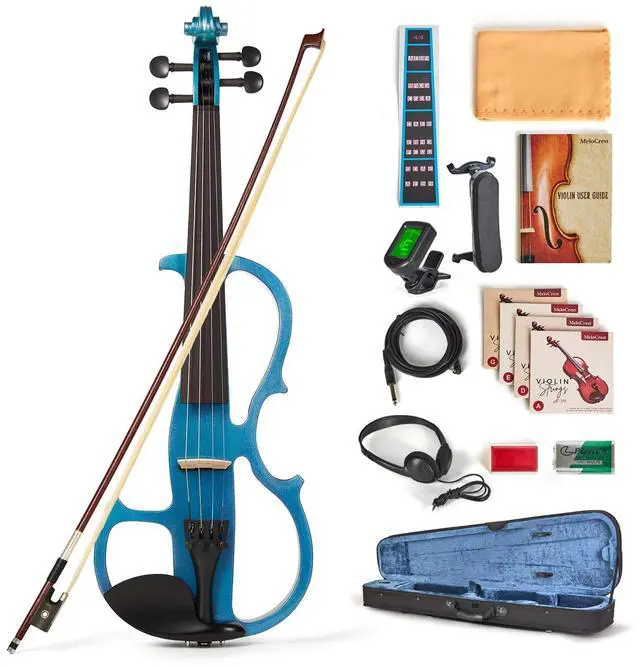 Main image of Cobalt Blue Silent Electric Violin 4/4 Full Size, Acoustic-Electric Violin for Beginners & Students, Quiet Practice with Headphones, High-Fidelity Pickup, Complete Starter Kit