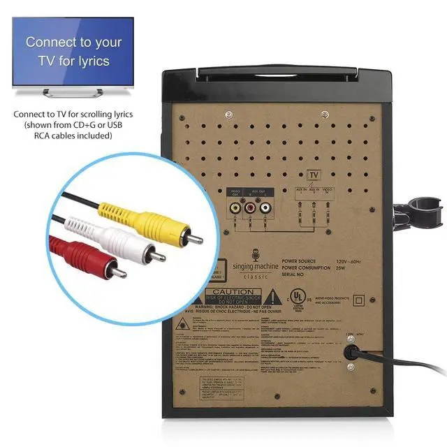 Alt view image 4 of 6 - SML625BTBKD Karaoke Machine, Portable Bluetooth CD+G Karaoke System, Black