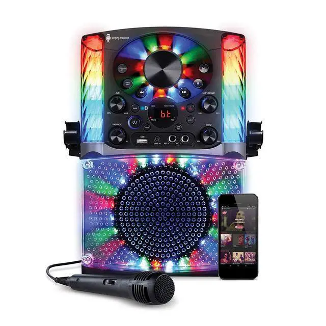Alt view image 5 of 6 - SML625BTBKD Karaoke Machine, Portable Bluetooth CD+G Karaoke System, Black