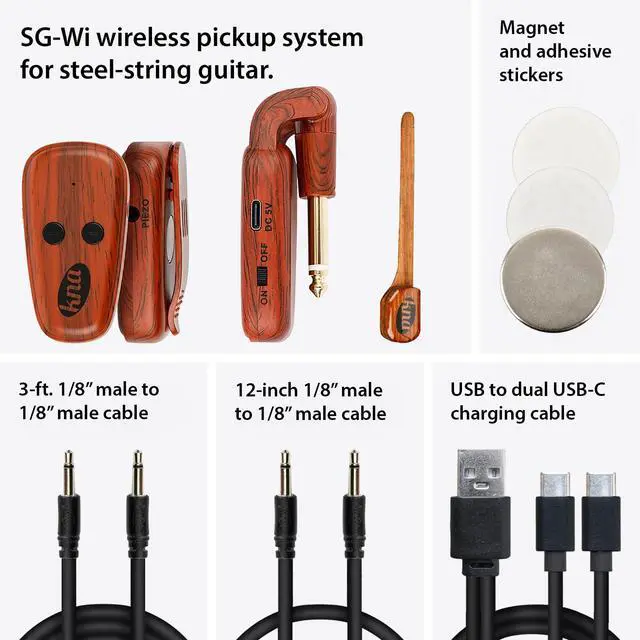Alt view image 5 of 6 - SG-Wi Wireless Acoustic Guitar Pickup for Steel Strings, 100ft | Volume control, ultra-low latency audio, easy install, ideal for live performance, rehearsals and practice