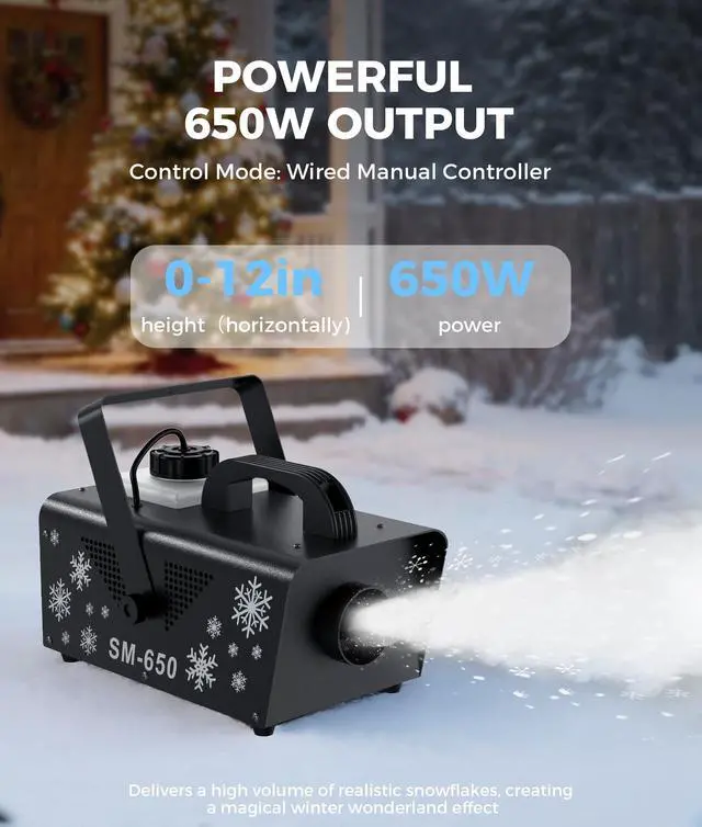 Alt view image 2 of 6 - 650W Snow Machine Christmas Gift Snow Maker Machine,Artificial Snow Making Machine Snowflake Machine,Snow Machine Indoor with Remote Snow Machines for Outdoors Party Parade Picture