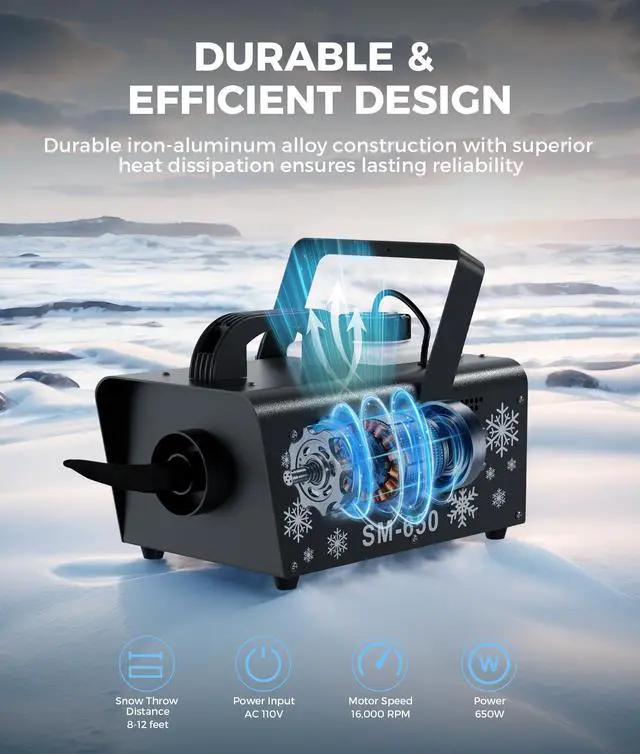 Alt view image 3 of 6 - 650W Snow Machine Christmas Gift Snow Maker Machine,Artificial Snow Making Machine Snowflake Machine,Snow Machine Indoor with Remote Snow Machines for Outdoors Party Parade Picture
