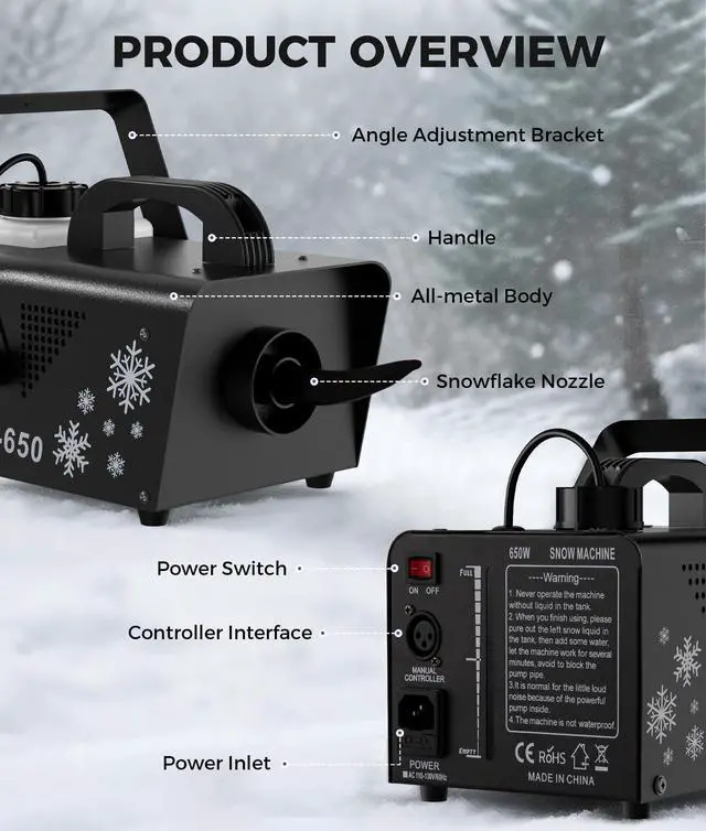 Alt view image 4 of 6 - 650W Snow Machine Christmas Gift Snow Maker Machine,Artificial Snow Making Machine Snowflake Machine,Snow Machine Indoor with Remote Snow Machines for Outdoors Party Parade Picture
