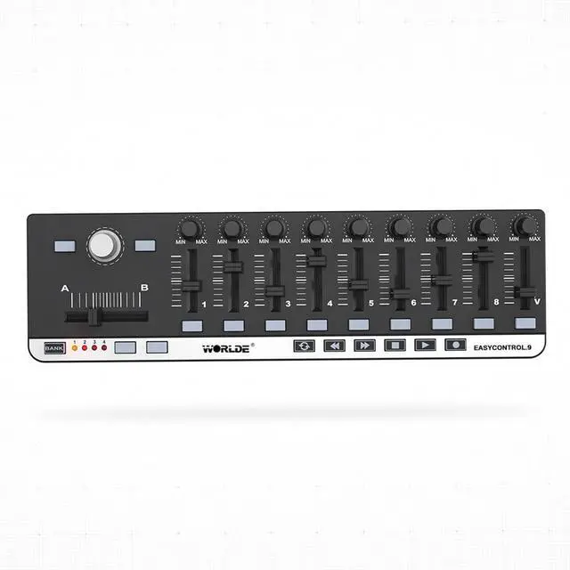 Main image of USB MIDI Controller with 9 Faders 9 Knobs for Music Production | Control your DAW with 27 programmable controls, USB plug-and-play and transport buttons for recording and music production