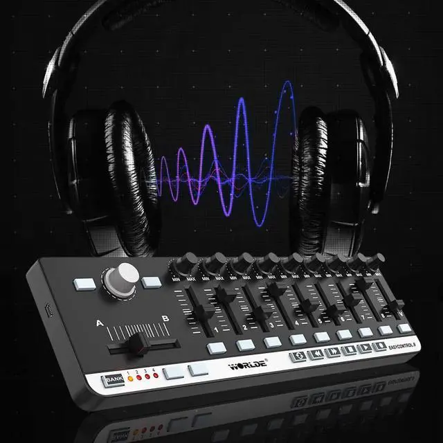 Alt view image 3 of 6 - USB MIDI Controller with 9 Faders 9 Knobs for Music Production | Control your DAW with 27 programmable controls, USB plug-and-play and transport buttons for recording and music production