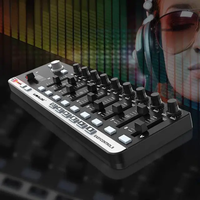 Alt view image 4 of 6 - USB MIDI Controller with 9 Faders 9 Knobs for Music Production | Control your DAW with 27 programmable controls, USB plug-and-play and transport buttons for recording and music production