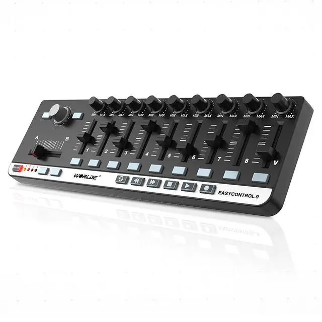Alt view image 6 of 6 - USB MIDI Controller with 9 Faders 9 Knobs for Music Production | Control your DAW with 27 programmable controls, USB plug-and-play and transport buttons for recording and music production