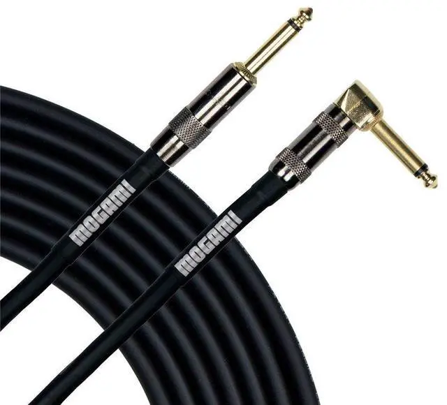 Main image of Platinum GUITAR-03R Instrument Cable, 1/4" TS Male Plugs, Gold Contacts, Right Angle and Straight Connectors, 3 Foot
