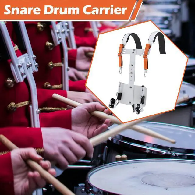 Alt view image 3 of 6 - Adjustable Marching Snare Drum Bass Drum Carrier Aluminum Alloy Percussion Accessory, Thickened Sponge Shoulder Pad, Height & Width Adjustable for Marching Band Drummers