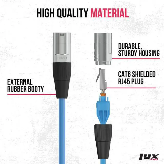 Alt view image 4 of 6 - 25 Feet Shielded CAT6 Ethercon Cable - Professional Audio & Lighting RJ45 Cable, Studio-Grade Sound Transmission, Extreme Durability - Blue (Pack of 2)
