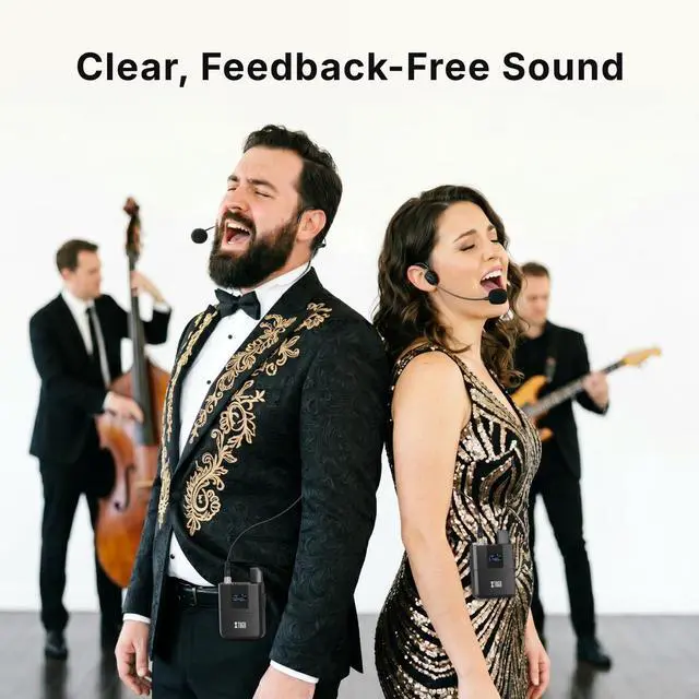 Alt view image 6 of 6 - A140 Wireless Microphone System, 4-Channel UHF Cordless Mic Set with Four BodyPack Mics, All Metal Build, Fixed Frequency, Long Range 300ft, Ideal for Church,Karaoke (4 BodyPack)
