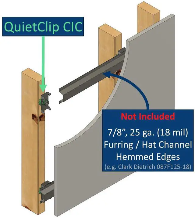 Alt view image 4 of 6 - QuietClip - Genuine Sound Isolation Clip with Mounting Screws - Premium Soundproofing of Drywall Walls and Ceilings - Install with Furring hat Channel and Drywall (50 pcs)