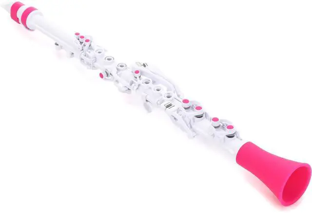 Main image of Clarinéo Plastic Student Clarinet, White/Pink | Concert C tuning, 3.5 octaves fully chromatic, Adjustable thumb rest, Easy-action ligature, Two synthetic reeds