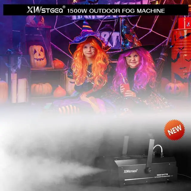 Alt view image 2 of 6 - 1500W Outdoor Fog Machine DMX Timer Wireless Remote LCD Display | IPX2 Water Resistant Adjustable Fog Output, Dense Long Distance Smoke for DJ Stage Halloween Concert Events