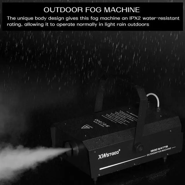 Alt view image 3 of 6 - 1500W Outdoor Fog Machine DMX Timer Wireless Remote LCD Display | IPX2 Water Resistant Adjustable Fog Output, Dense Long Distance Smoke for DJ Stage Halloween Concert Events
