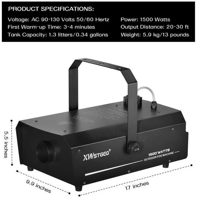 Alt view image 5 of 6 - 1500W Outdoor Fog Machine DMX Timer Wireless Remote LCD Display | IPX2 Water Resistant Adjustable Fog Output, Dense Long Distance Smoke for DJ Stage Halloween Concert Events