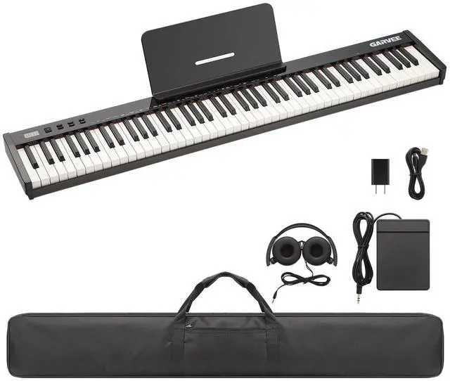 Main image of 88 Key Weighted Folding Keyboard,Full Size Electric Piano Keyboard 88 Keys with for Beginners,Portable Case,Sustain Pedal,Black and White,Digital Piano Carry Bag,Note Sticker,Holder,Headphone