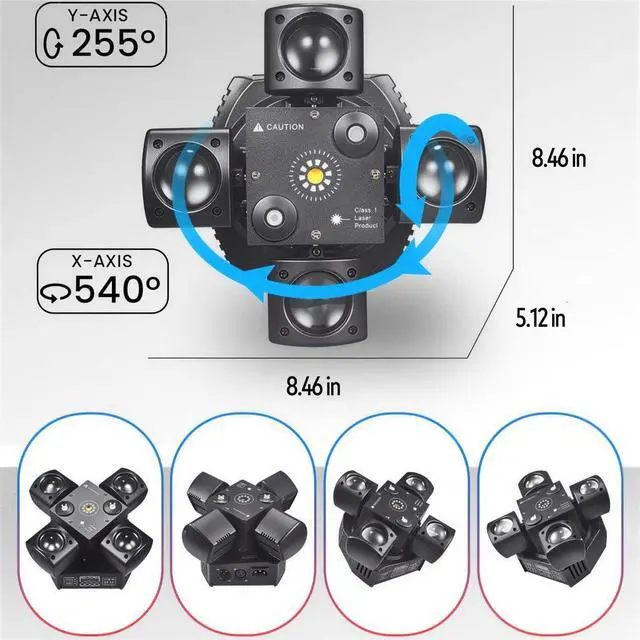 Alt view image 5 of 6 - Moving Head DJ Light 4 Arms RGBW Remote DMX Sound Active Beam for Party