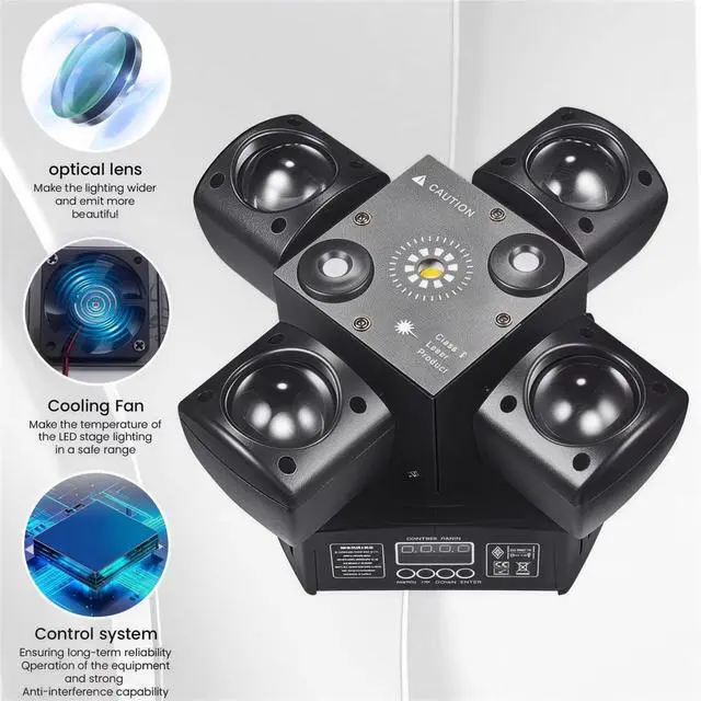 Alt view image 6 of 6 - Moving Head DJ Light 4 Arms RGBW Remote DMX Sound Active Beam for Party