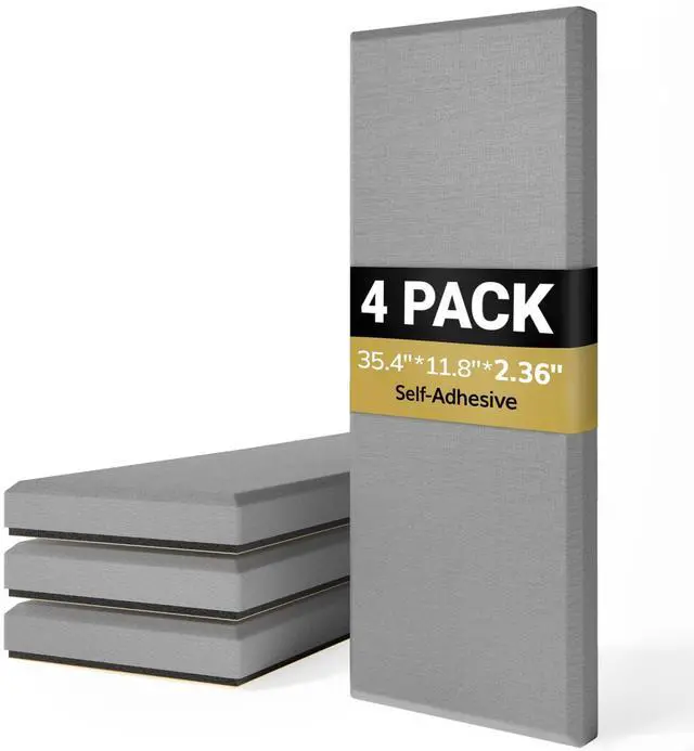 Main image of 4 PCS Large Acoustic Panel, 35.4 * 11.8 * 2.36 3D Fiberglass Sound Proof Panel with Full Self-adhesive, Decorative Echo Absorbing Wall Panel, for Studio, Living Room, Home, Office, Grey