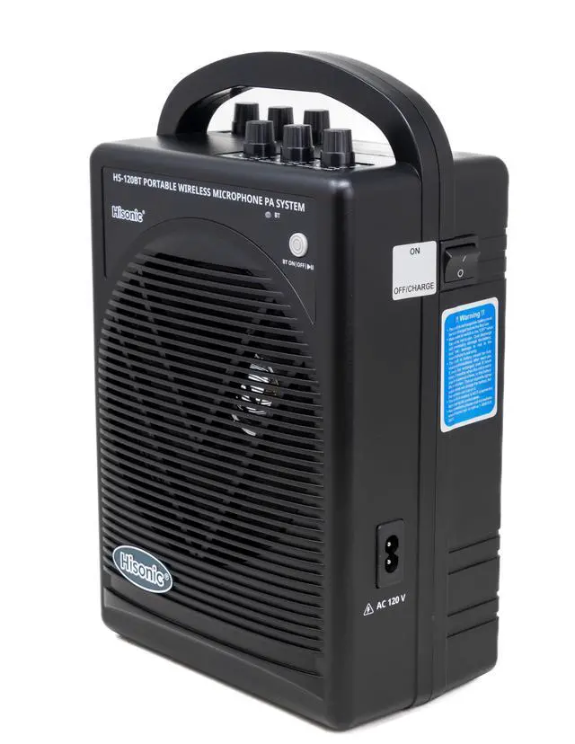 Alt view image 2 of 6 - HS120BT HL Portable PA System with Wireless Microphones and Lithium Rechargeable Battery and Car Cable Bluetooth Connected with Cell Phones and Pads Black