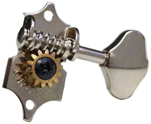 Alt view image 4 of 6 - Grover V97N STA-TITE 14:1 Open Gear Guitar Tuners Vintage Style Nickel Tuning Machines 3+3 with Butter Bean Button For Solid (Vertical) Headstock with Dunlop Polish Cloth Bundle
