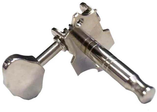 Alt view image 5 of 6 - Grover V97N STA-TITE 14:1 Open Gear Guitar Tuners Vintage Style Nickel Tuning Machines 3+3 with Butter Bean Button For Solid (Vertical) Headstock with Dunlop Polish Cloth Bundle