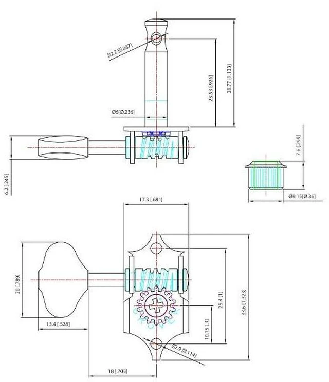 Alt view image 6 of 6 - Grover V97N STA-TITE 14:1 Open Gear Guitar Tuners Vintage Style Nickel Tuning Machines 3+3 with Butter Bean Button For Solid (Vertical) Headstock with Dunlop Polish Cloth Bundle