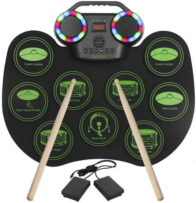 Main image of Electronic Drum E-Drum Kit, Roll Up Drum with MIDI, DTC, 1800mAh Battery | Portable Rechargeable Digital Drum with 9 Pads, Built-in Dual Speakers, Ideal for Kids Students Beginners & Music Enthusiasts