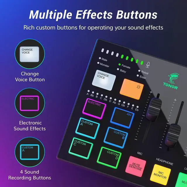Alt view image 5 of 6 - Audio Interface and Microphone Set, Podcast Equipment Bundle, USB Audio Mixer with RGB, XLR Dynamic Microphone with Studio Sound Quality, Complete Package for Content Creating, Gaming, Streaming