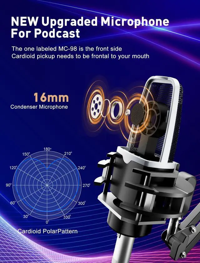 Alt view image 3 of 6 - Podcast Equipment Bundle for 2,All-in-One audio mixer,Plug-and-Play | Podcast Audio Interface with Microphone for Smartphone & PC,Perfect for Streaming, Singing, YouTube & Gaming
