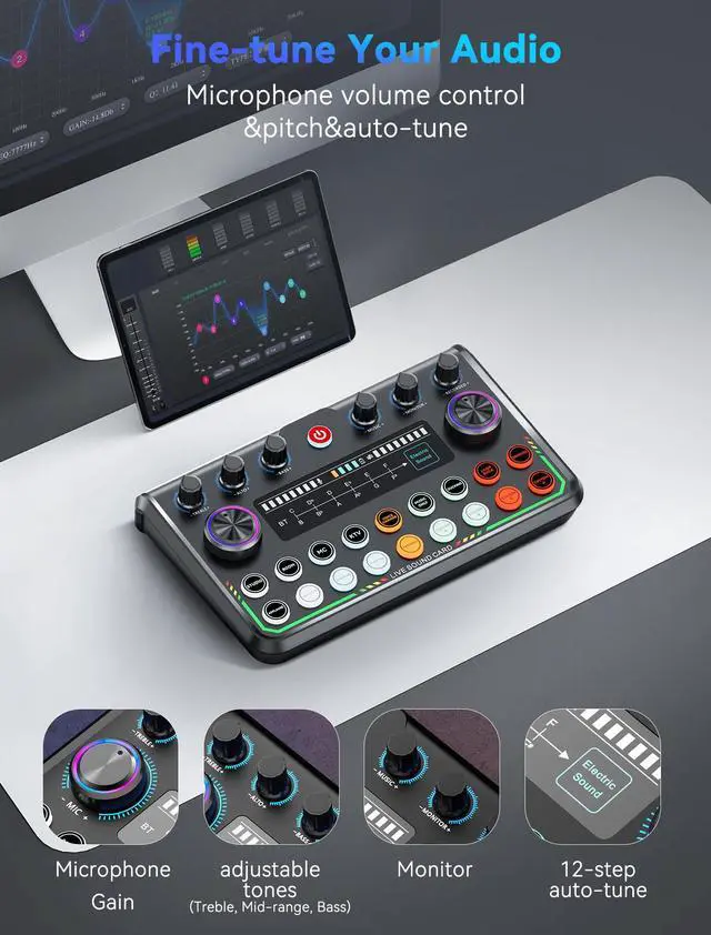 Alt view image 5 of 6 - Podcast Equipment Bundle for 2,All-in-One audio mixer,Plug-and-Play | Podcast Audio Interface with Microphone for Smartphone & PC,Perfect for Streaming, Singing, YouTube & Gaming