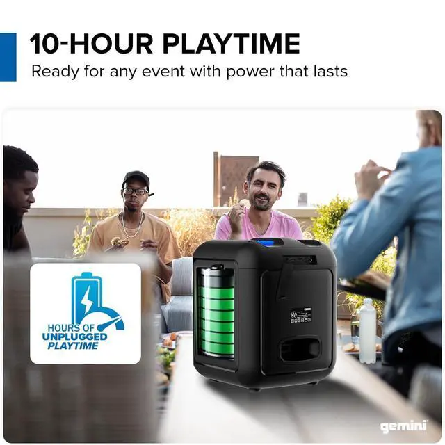 Alt view image 5 of 5 - Box-Style Party Speaker, LED Lights, Wireless Mic (GGO-650L) | Box-style party speaker, dual 6.5" - LED lights, wireless mic - up to 10 hr - Bluetooth, FM, USB, SD