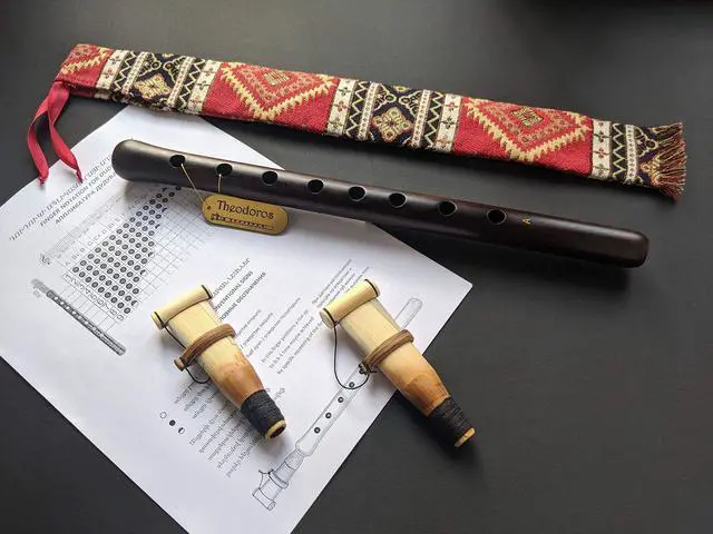 Alt view image 3 of 6 - Armenian Duduk Pro Handmade Apricot Wood, Key of A, with 2 Professional Reeds, National Case & Playing Instruction