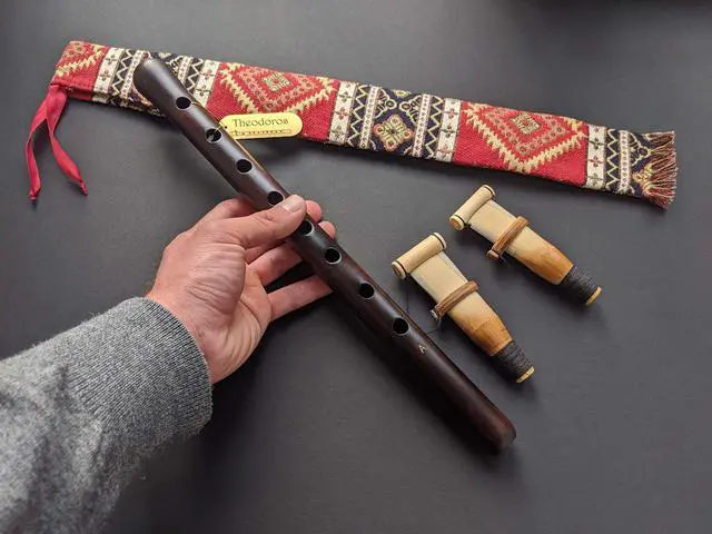 Alt view image 5 of 6 - Armenian Duduk Pro Handmade Apricot Wood, Key of A, with 2 Professional Reeds, National Case & Playing Instruction