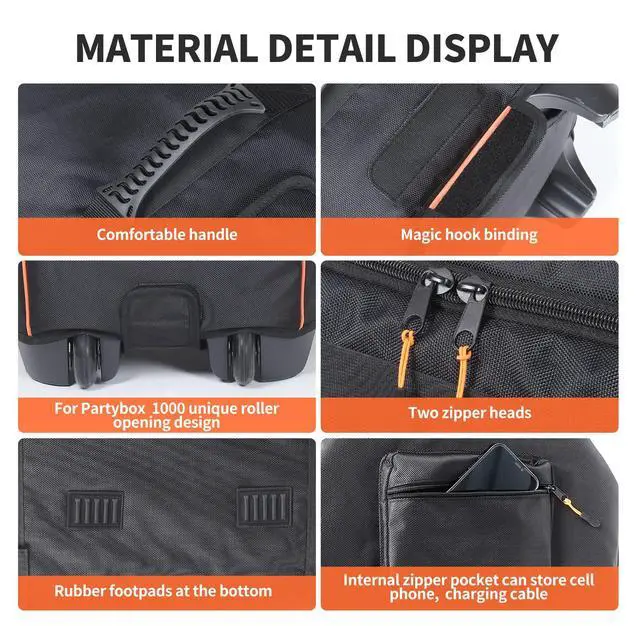 Alt view image 6 of 6 - Speaker Bag Travel Case Replacement for JBL Party Box Series, Portable Carry Tote Bag Backpack for JBL Speaker (For partybox 1000)