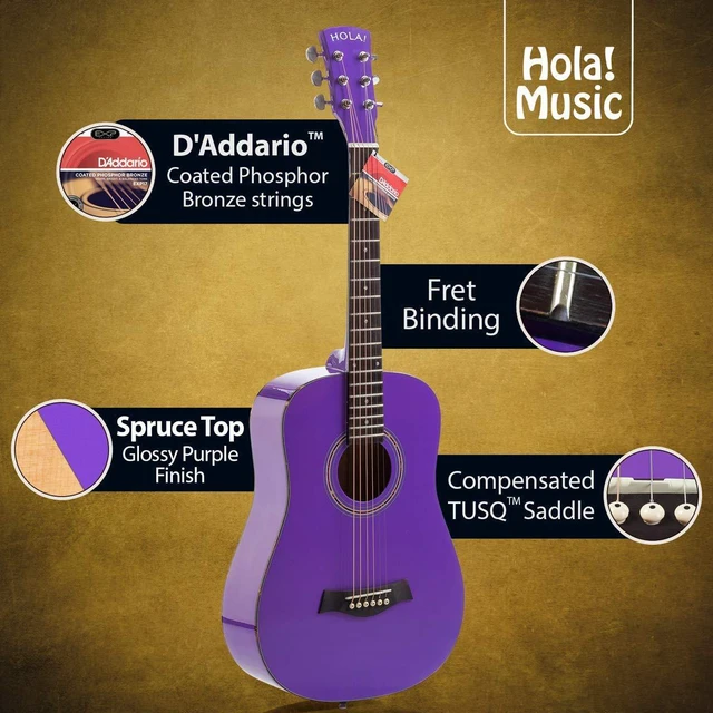 Alt view image 2 of 6 - 36" 3/4 Acoustic Guitar, Solid Spruce Top, Purple