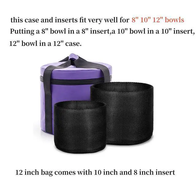 Alt view image 3 of 6 - Purple Canvas Carrying Bag 12 Inch Crystal Singing Bowl Case | Traval Bag With 2 Inserts For 8-12 Inch Set Of 3pcs,Suitable For 8 10 12 Inch Singing Bowl