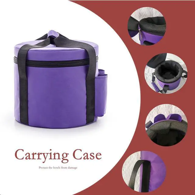 Alt view image 6 of 6 - Purple Canvas Carrying Bag 12 Inch Crystal Singing Bowl Case | Traval Bag With 2 Inserts For 8-12 Inch Set Of 3pcs,Suitable For 8 10 12 Inch Singing Bowl