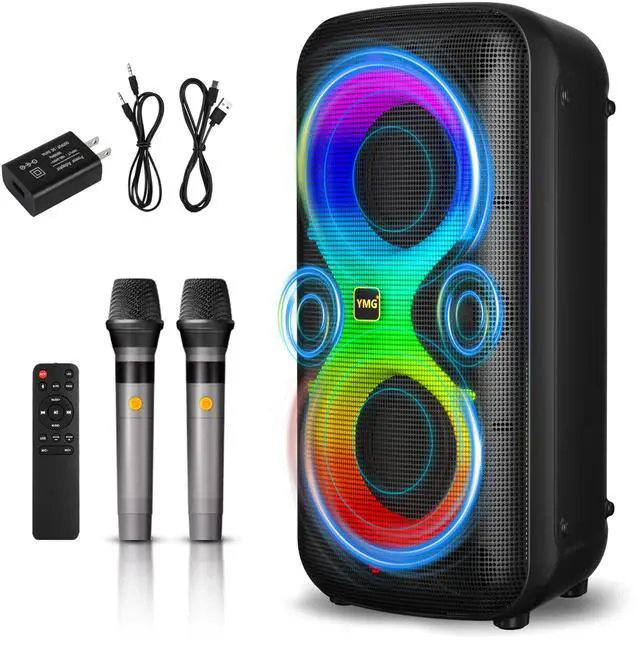 Main image of Karaoke Machine for Adults Portable Blue Tooth Party Speaker with 2 Wireless Microphones, 300W Peak PA System Deep Bass with LED Disco Lights for Outdoor Home Party Gift