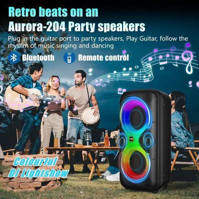 Alt view image 5 of 6 - Karaoke Machine for Adults Portable Blue Tooth Party Speaker with 2 Wireless Microphones, 300W Peak PA System Deep Bass with LED Disco Lights for Outdoor Home Party Gift
