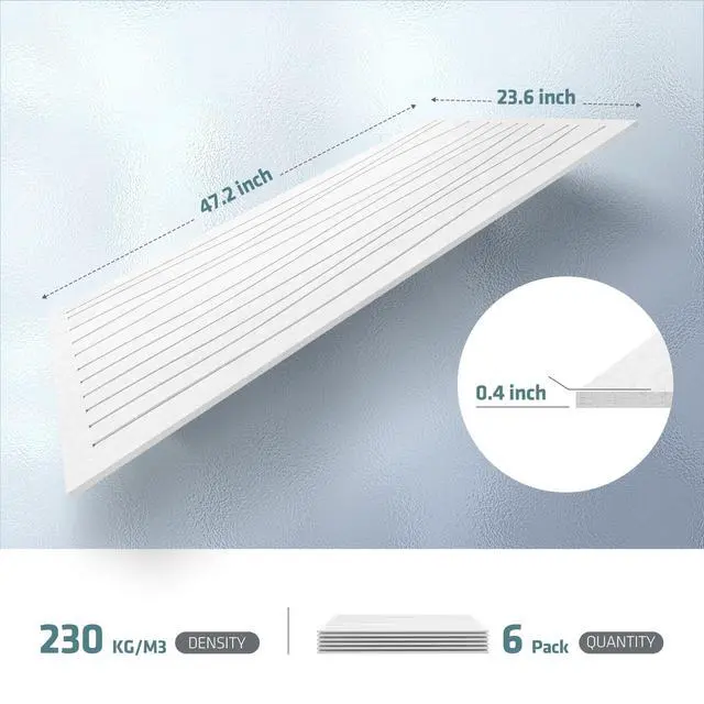 Alt view image 2 of 5 - 6 Pack Acoustic Wall Panels,47.2"x23.6" Decorative Sound Proof Panels,White |, 0.4" Thick, Polyester Fiber Material, Wavy Grooved Pattern, Easy to Cut and Install