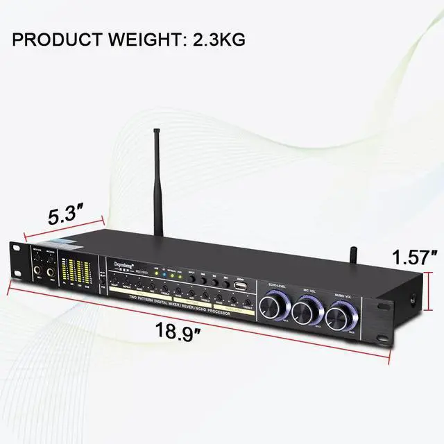 Alt view image 4 of 6 - REV3900 KTV Pre-Effector Household Reverberator Karaoke Anti-Howling Audio Processor USB Bluetooth Device with Microphone