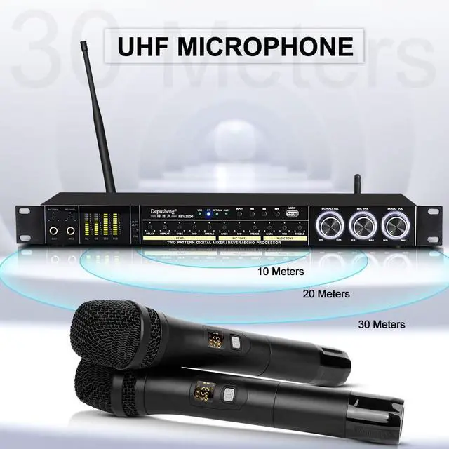 Alt view image 6 of 6 - REV3900 KTV Pre-Effector Household Reverberator Karaoke Anti-Howling Audio Processor USB Bluetooth Device with Microphone