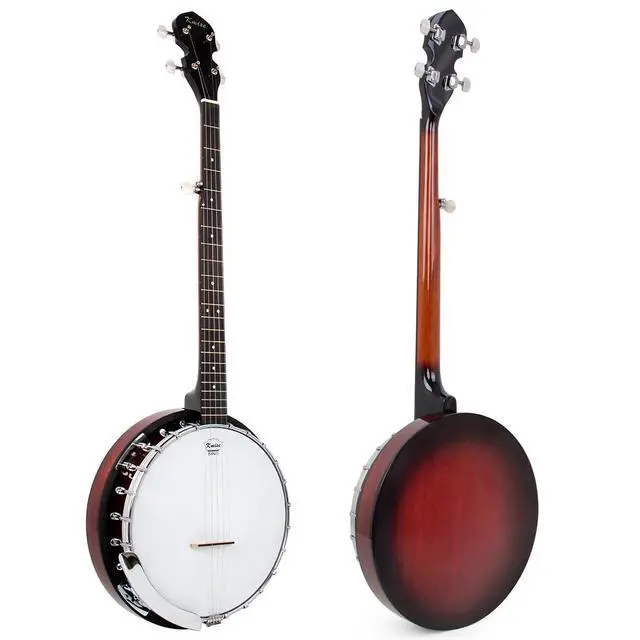 Alt view image 2 of 6 - 5 String Resonator Banjo,Professional Sapele Back Full Size Banjos Starter Kit with Bag Tuner Strap Strings Picks Ruler Wrench Bridge