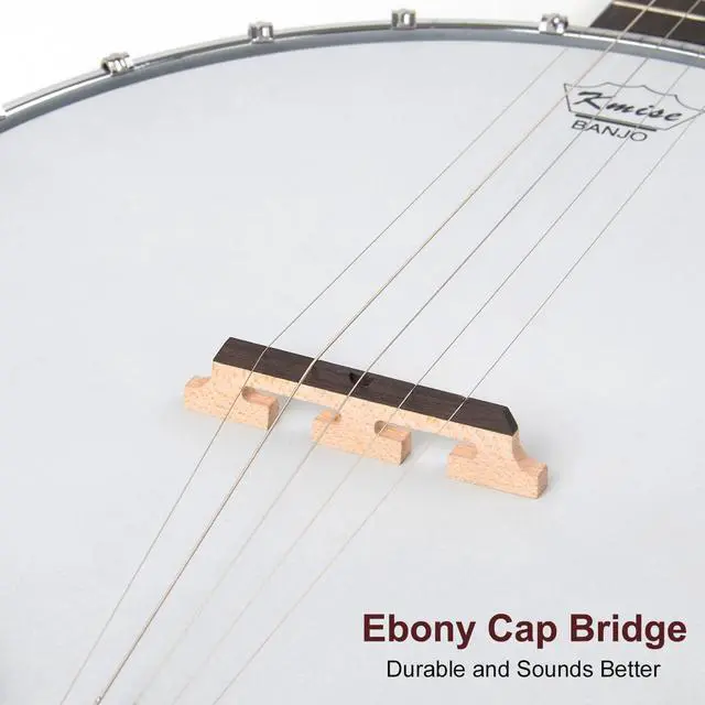Alt view image 3 of 6 - 5 String Resonator Banjo,Professional Sapele Back Full Size Banjos Starter Kit with Bag Tuner Strap Strings Picks Ruler Wrench Bridge
