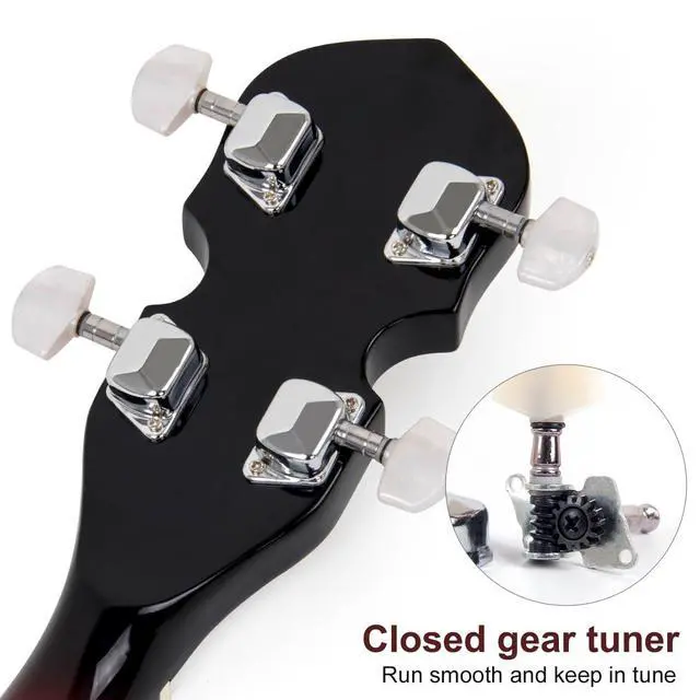 Alt view image 5 of 6 - 5 String Resonator Banjo,Professional Sapele Back Full Size Banjos Starter Kit with Bag Tuner Strap Strings Picks Ruler Wrench Bridge