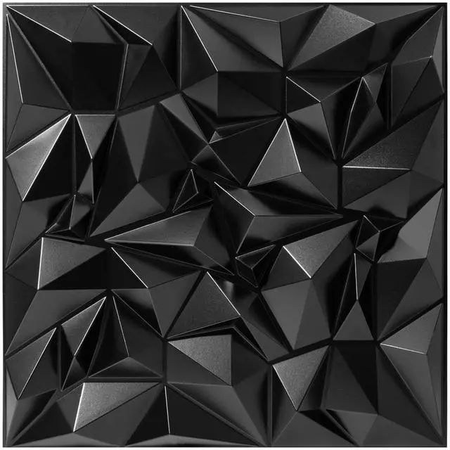Main image of Acoustic Sound Diffuser Panels, 19.7 X 19.7 X 1 inches 12 Pcs Black PVC Plastic 3D Wall Panel, Recording Studio Acoustical Treatment Diffusion panel, Art Decorative Ceiling Tiles