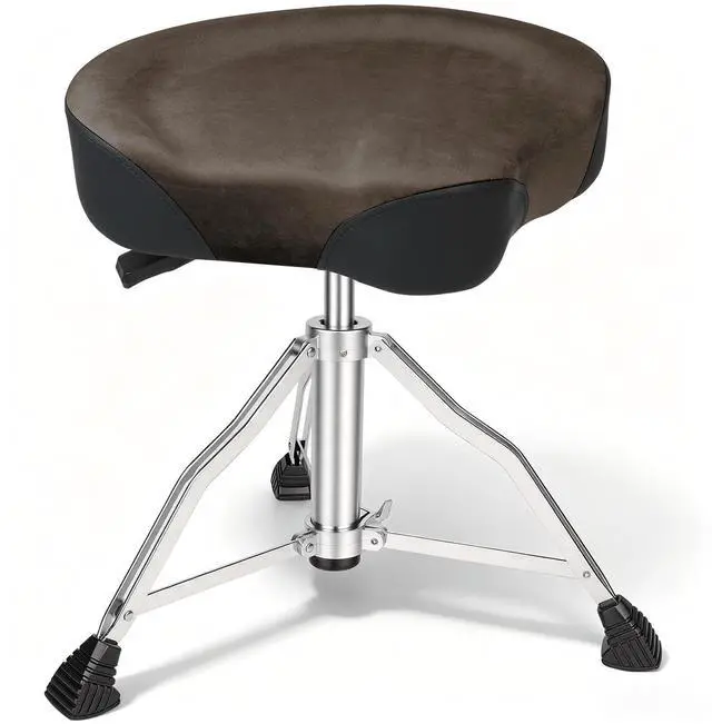 Main image of Drum Throne, Hydraulic Drum Stool, Height Ajustable Drumming Seat, Heavy Duty Velvet Chair, Motorcycle Saddle Throne, Padded for Drummer Adult Men Brown GD01